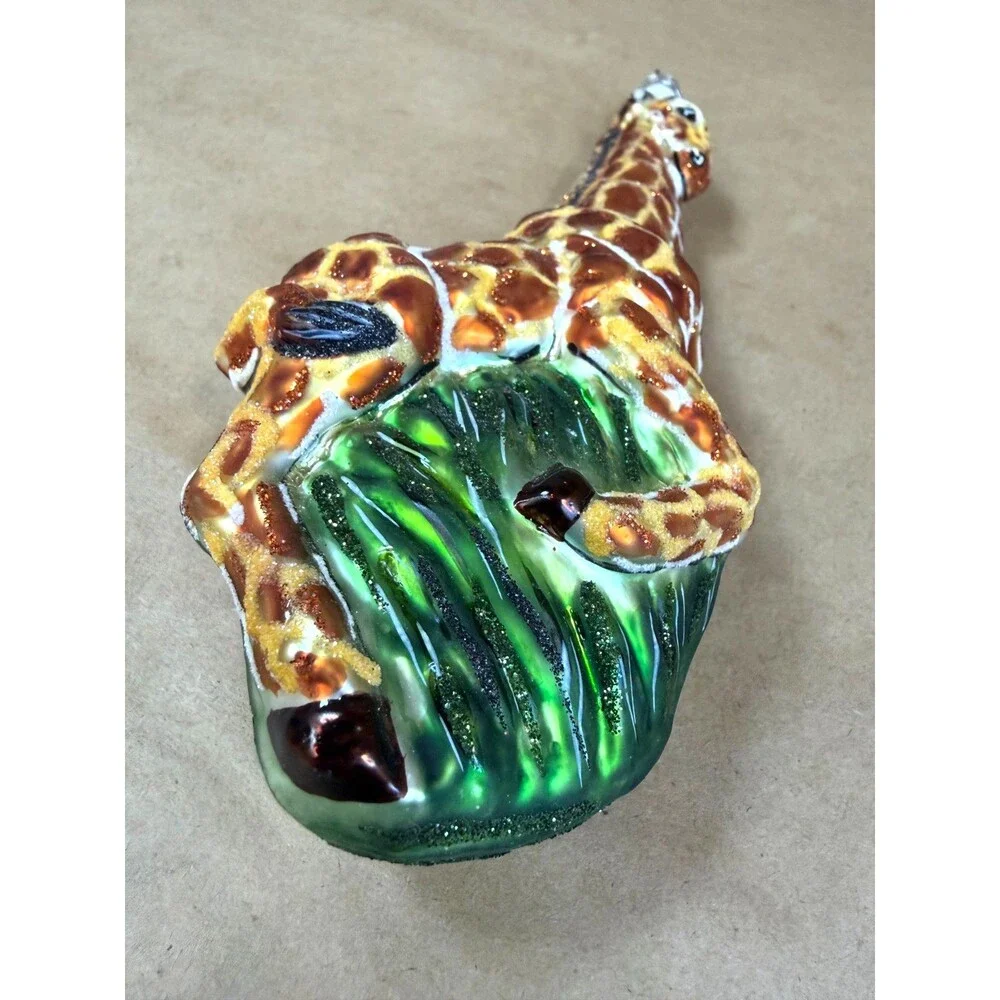 Vintage Slavic Treasures Glass Giraffe Christmas Ornament Poland Handmade 2001